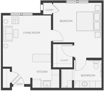 AL_Black Cherry - One Bed  One Bath 562 sq. ft. (was The Birch B2)