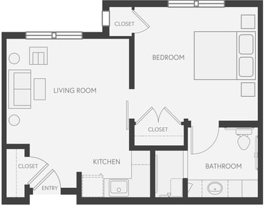 AL_Bur Oak - One Bed  One Bath 491 sq. ft. (was The Birch B1)