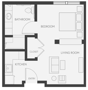 AL_Green Ash - Suite  One Bath 374 sq. ft.(was The Spruce A2)