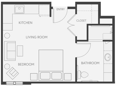 AL_Norway Maple - Suite  One Bath 367 sq. ft. (was The Spruce A3)