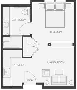 AL_Silver Maple - Suite  One Bath 407 sq. ft. (was The Spruce A1)